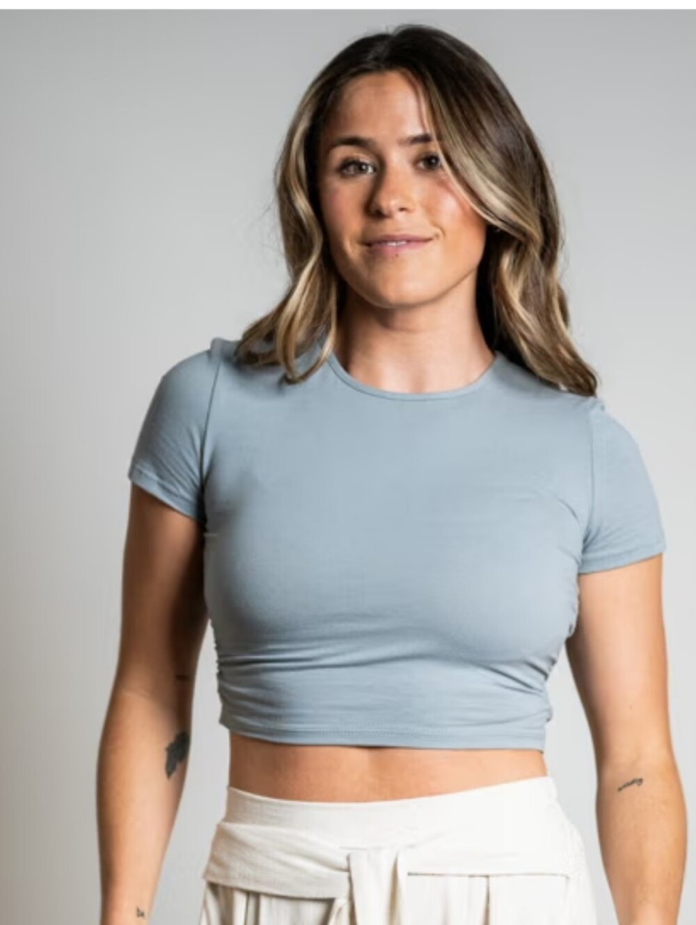 Sozy Analee Cropped Cotton Top - Blue - L